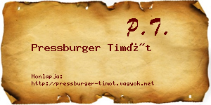 Pressburger Timót névjegykártya